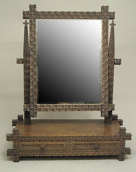 Appraisal: An English oak dressing mirror fourth quarter th century The