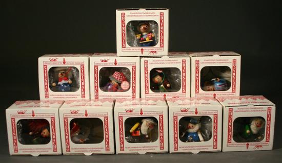 Appraisal: Group of ten wooden figural Steinbach Christmas Ornaments German In