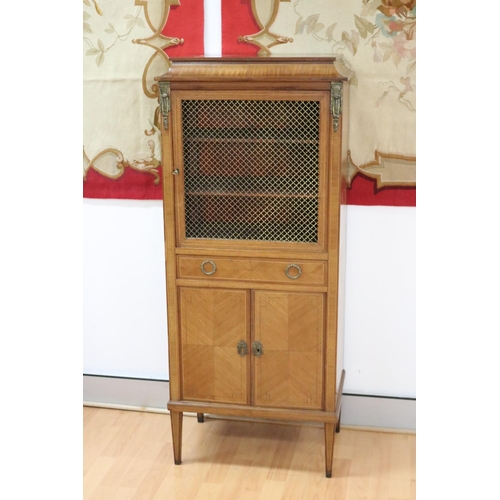 Appraisal: Good quality vintage French transitional cabinet with brass lattice wire