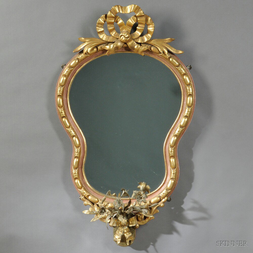 Appraisal: Italian-style Giltwood Mirror th century the inverted pear-form mirror plate