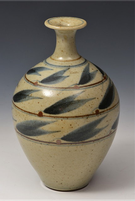 Appraisal: Derek Clarkson British - Vase foliate brushwork decorationimpressed potter's seal