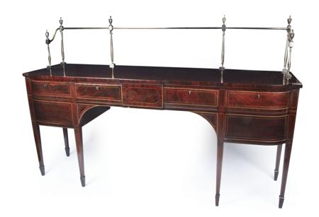 Appraisal: GEORGE III MAHOGANY AND INLAID SIDEBOARD CIRCA the gentle break