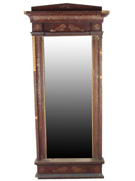 Appraisal: CONTINENTAL MAHOGANY AND INLAID PIER MIRROR LATE TH CENTURY the