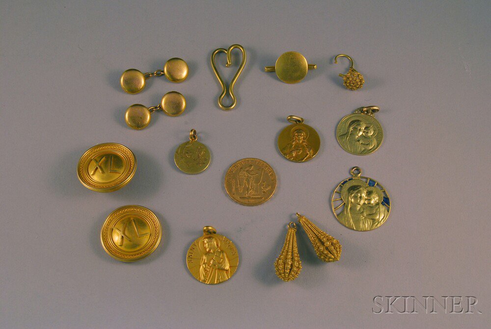 Appraisal: Small Group of Gold Jewelry a pair of kt gold