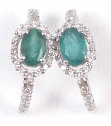 Appraisal: PAIR OF EMERALD AND WHITE GOLD EARRINGS each k white