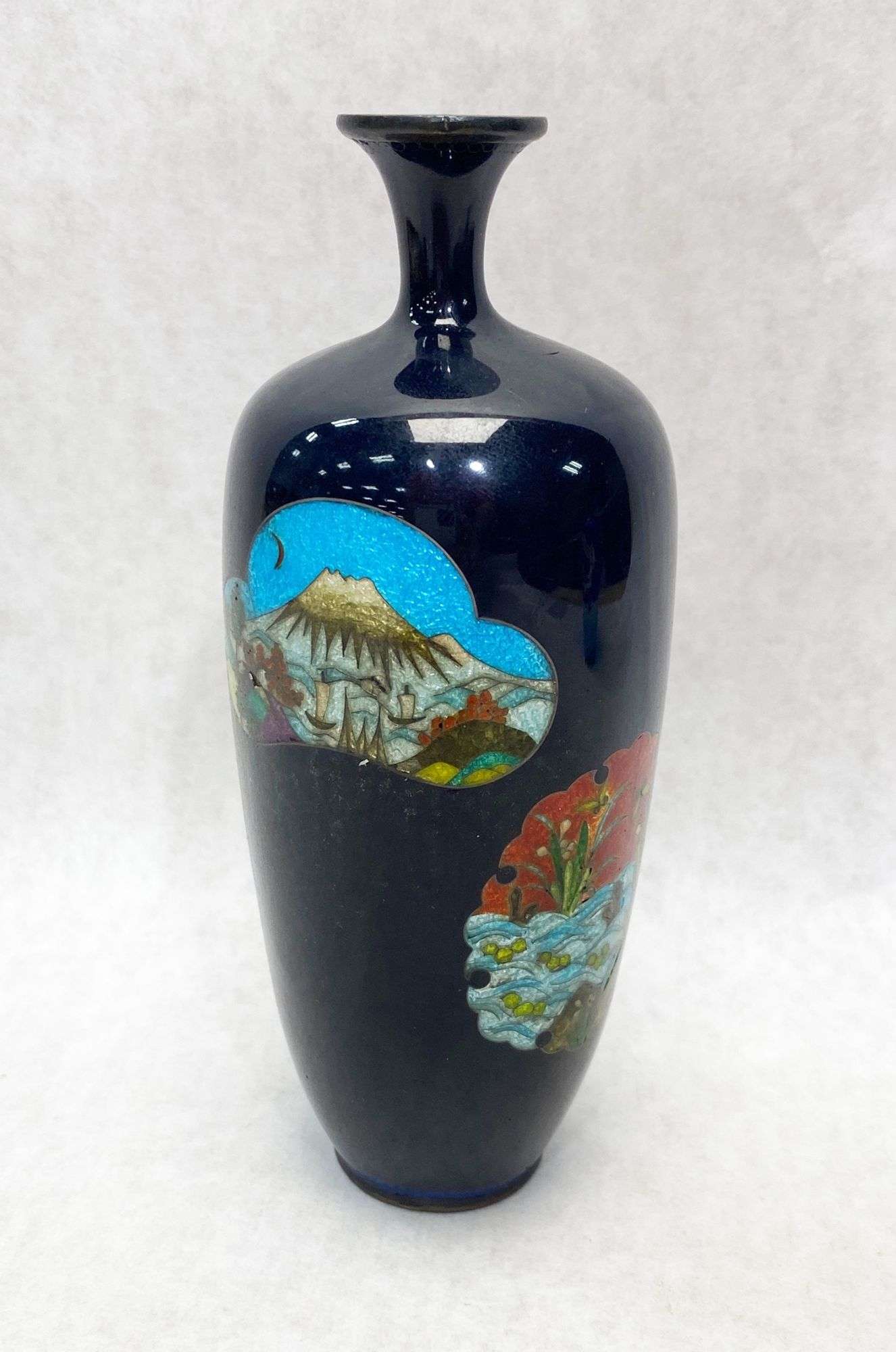 Appraisal: Signed Meiji Period Japanese Ginbari Cloisonne Cabinet Vase tall Condition