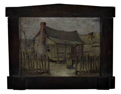 Appraisal: WILLIAM EDOUARD SCOTT - Untitled Sharecropper's House Oil on cardstock