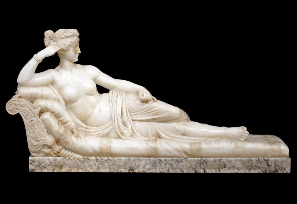 Appraisal: ITALIAN TH C MARBLE ALBASTER RECLINING VENUSItalain Grand Tour th