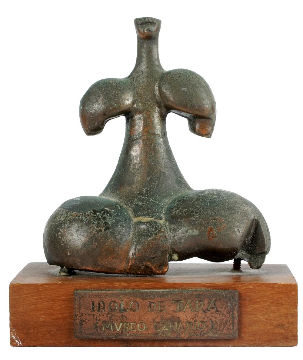 Appraisal: BRONZE FIGURE IDOLO DE TARAmounted on wooden base with title