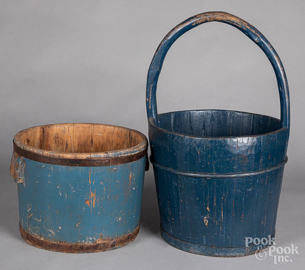 Appraisal: Two painted buckets th th c Two painted buckets th