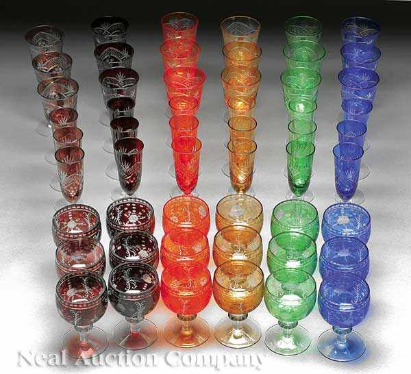 Appraisal: A Set of Bohemian Cut-to-Clear Crystal Stemware consisting of champagnes