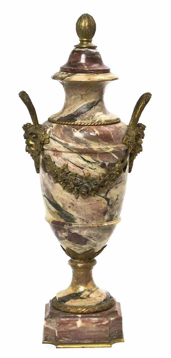 Appraisal: A Neoclassical Gilt Bronze Mounted Marble Urn of baluster form