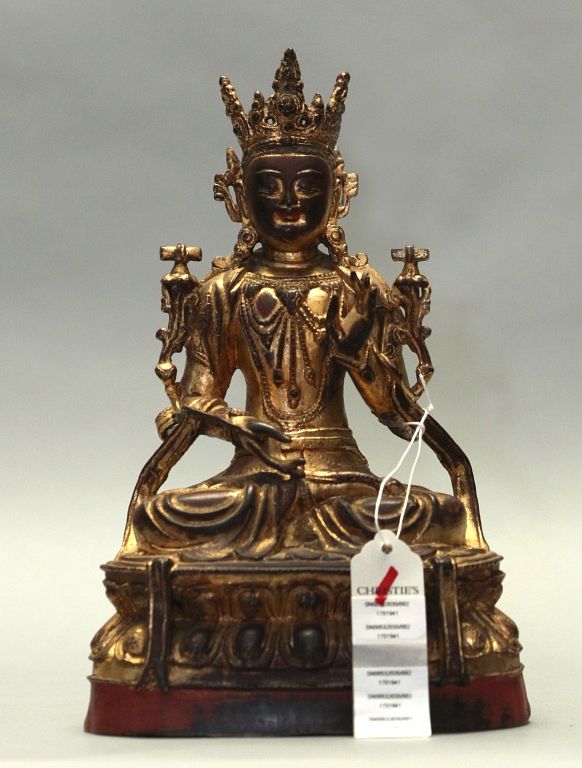 Appraisal: Chinese bronze Buddha possibly Qing dynasty in H x in