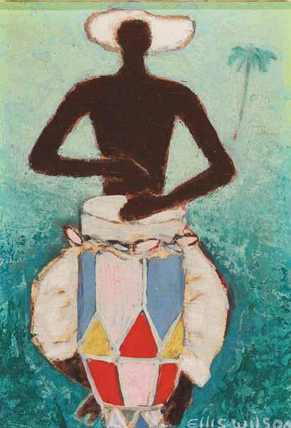 Appraisal: Ellis Wilson American Kentucky - Haitian Drummer oil on wood