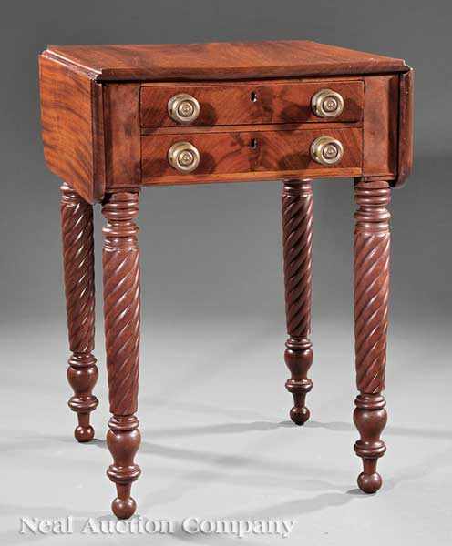 Appraisal: An American Classical Carved Mahogany Work Table early th c