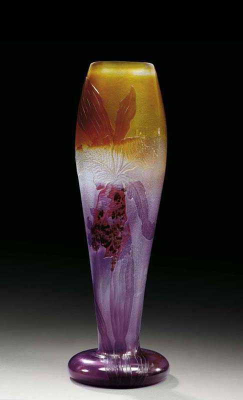 Appraisal: VASE Gall ca In Colourless glass with violet and yellow