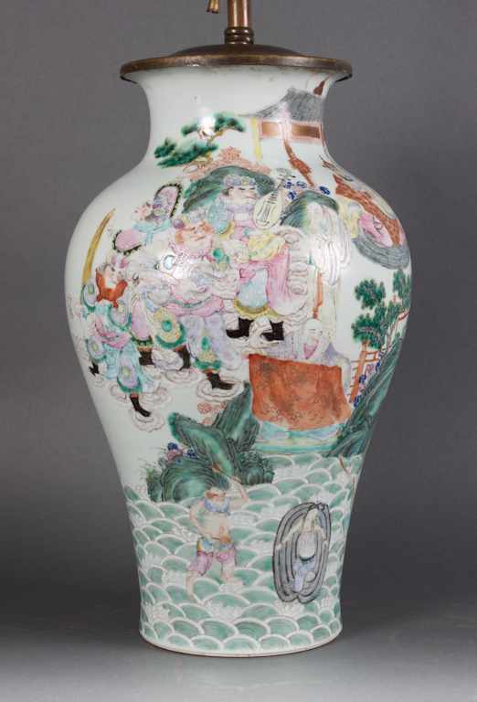 Appraisal: Chinese Export Famille Rose porcelain vase mounted as a lamp