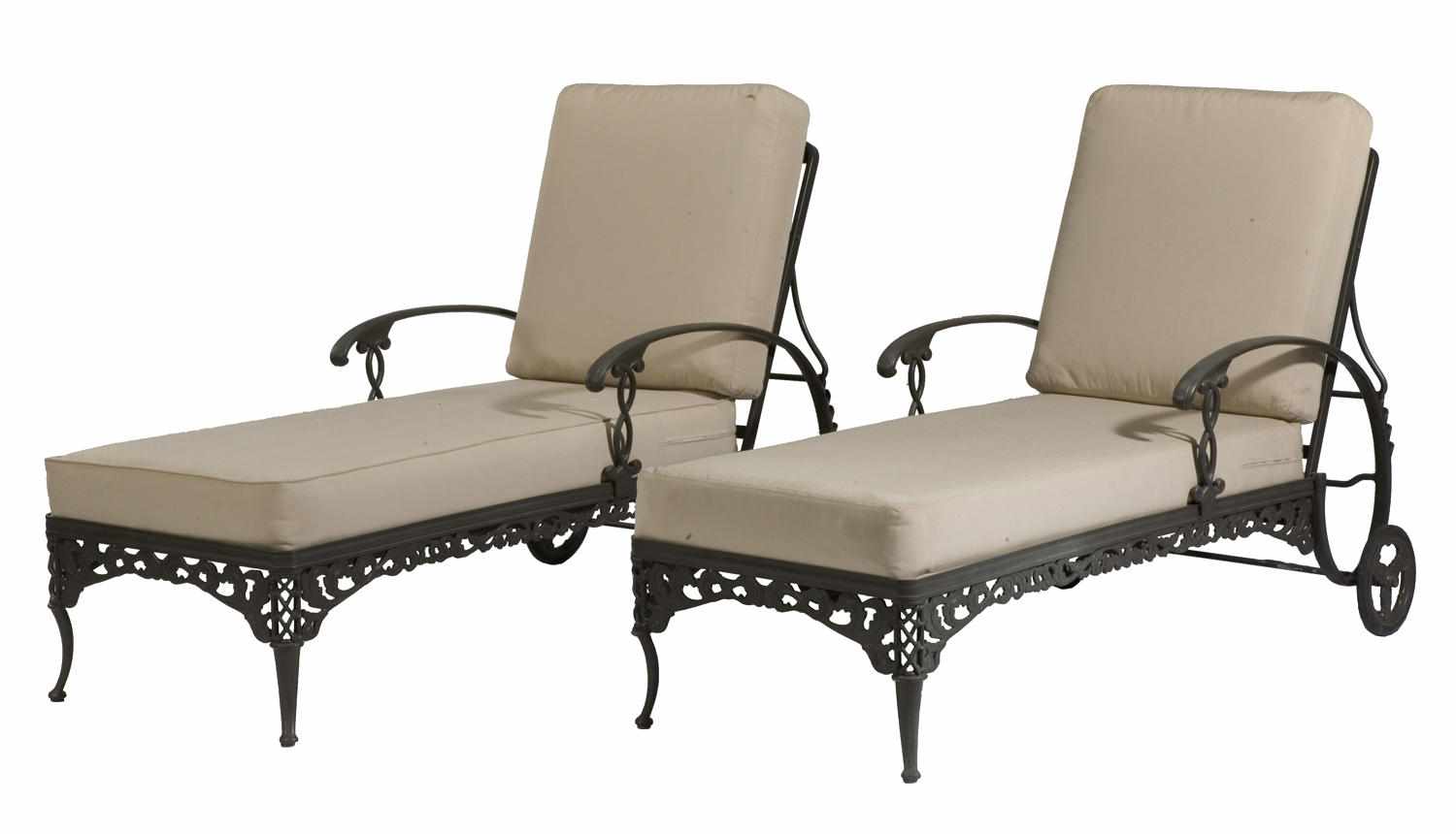 Appraisal: A pair of Brown Jordan patinated metal chaise lounges height