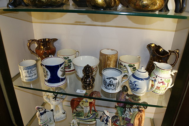 Appraisal: A COLLECTION OF POTTERY to include two lustre jugs a