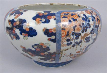 Appraisal: Large Japanese molded imari bowl underglazed blue mountain mark to