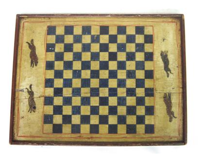 Appraisal: Double-sided painted and decorated gameboard th century