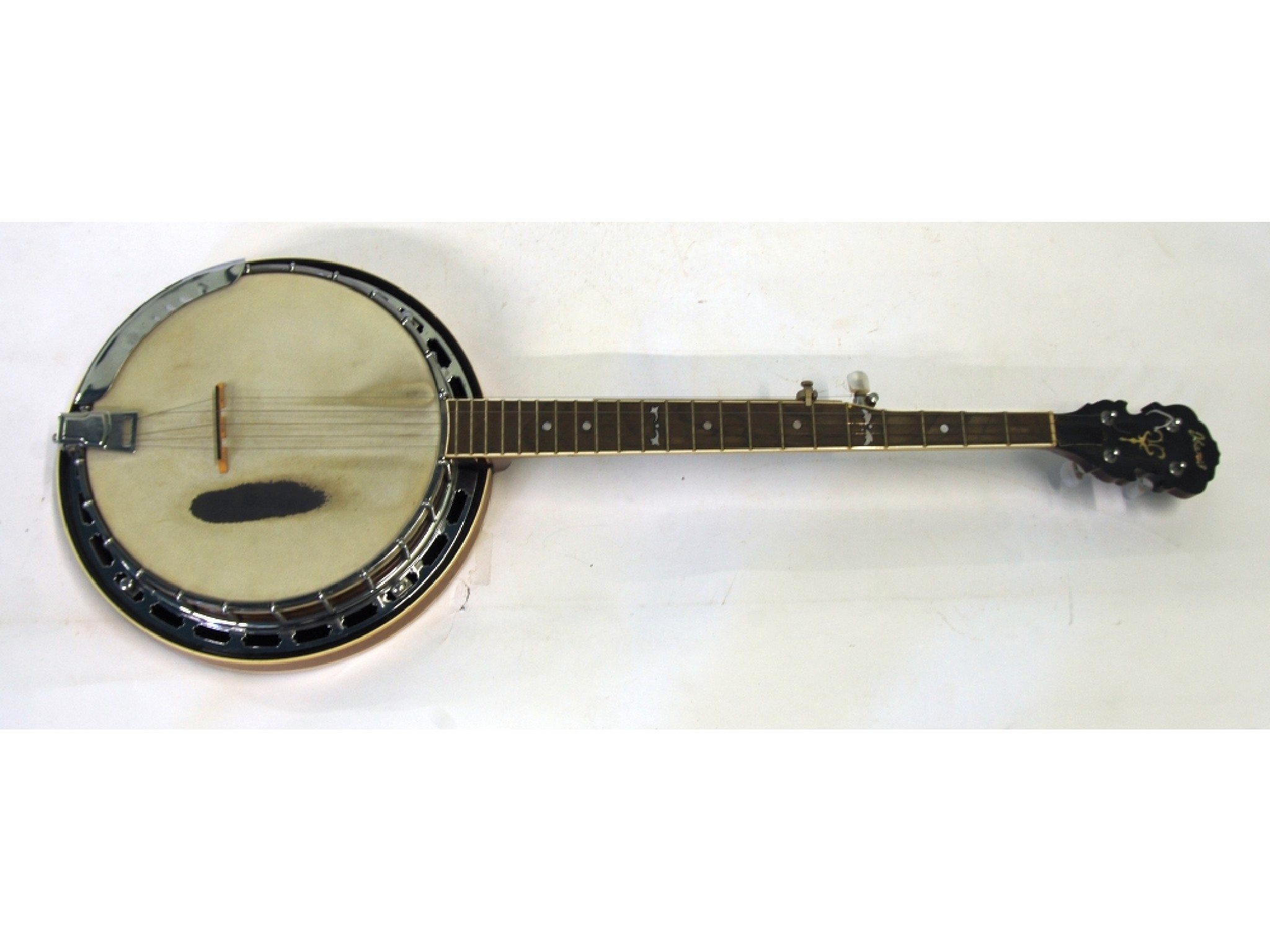 Appraisal: HOMES FIVE STRING BANJO with mother of pearl inlay to