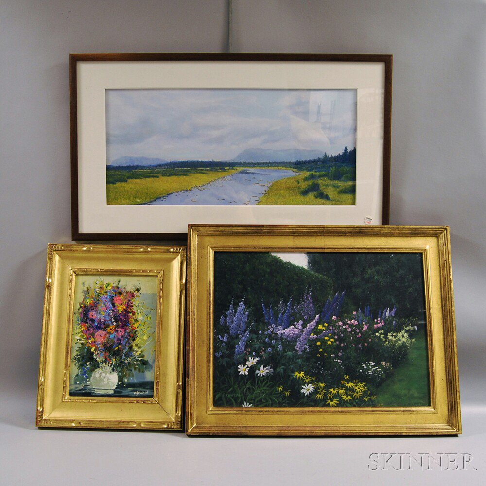 Appraisal: Three Framed Works Monique Journod French b Still Life with