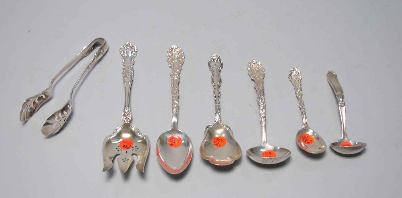 Appraisal: SEVEN STERLING SILVER SERVING PIECES BY GORHAM Gravy ladle serving