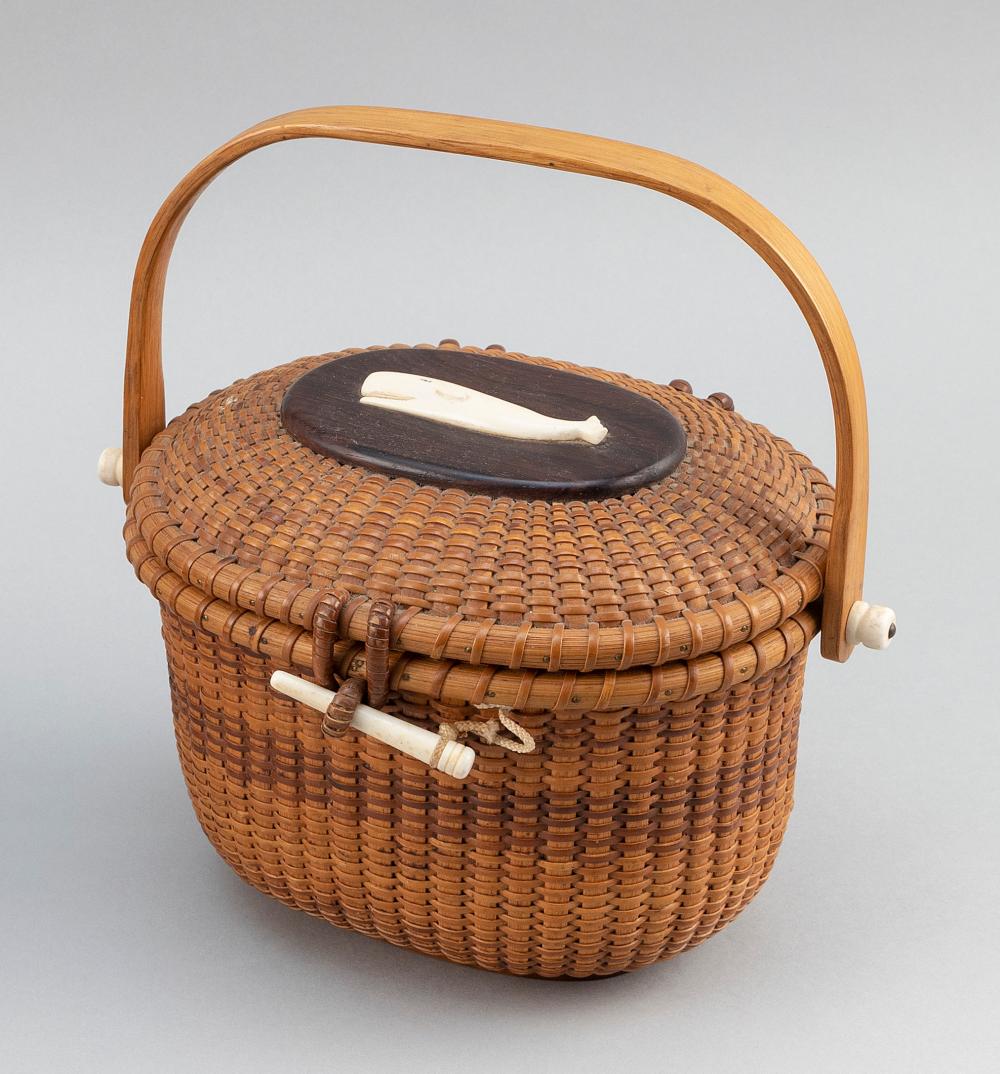 Appraisal: NANTUCKET BASKET PURSE BY STANLEY ROOP NANTUCKET MASSACHUSETTS DATED HEIGHT