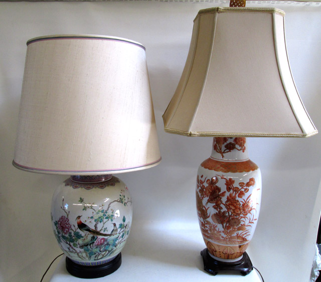 Appraisal: TWO CHINESE STYLE TABLE LAMPS the first high shoulder form