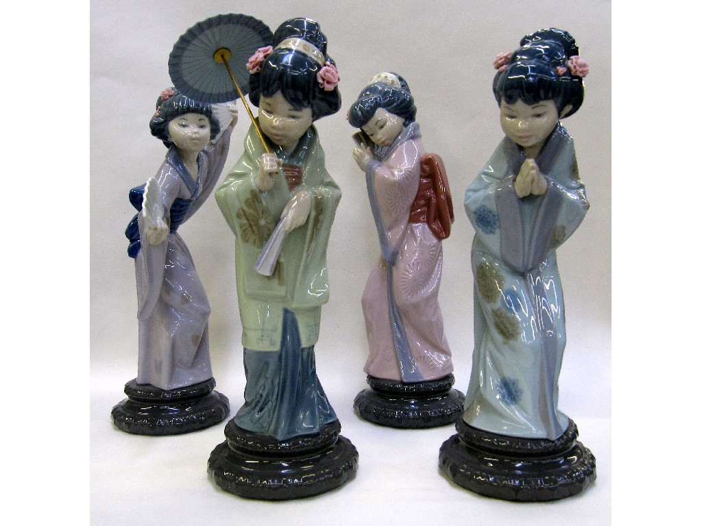 Appraisal: Four Lladro figures of geishas