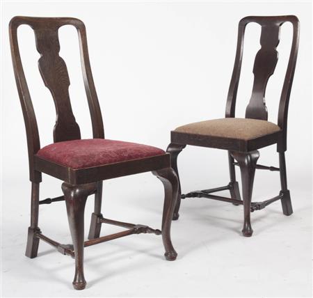 Appraisal: A set of six George II style oak chairs each