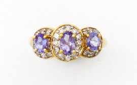 Appraisal: A ct gold violet stone and diamond dress ring size