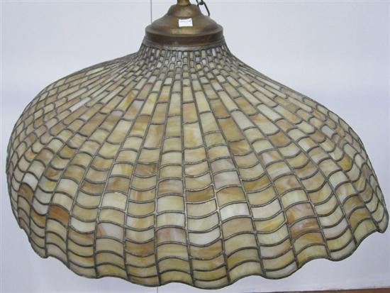 Appraisal: AMERICAN LEADED GLASS HANGING SHADE Circa Of carmel and pale-green