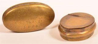 Appraisal: Two th Century Brass Snuff Boxes st Stamped W L