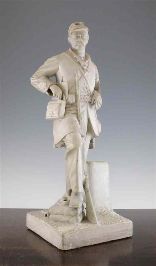 Appraisal: A late th century carved marble figure of an American