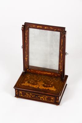 Appraisal: An early th Century Dutch walnut and marquetry mirror the