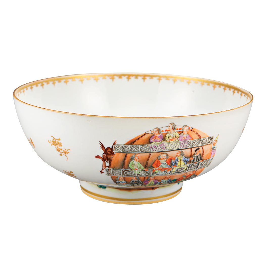 Appraisal: Chinese Export Porcelain Punch Bowl Late th century The exterior