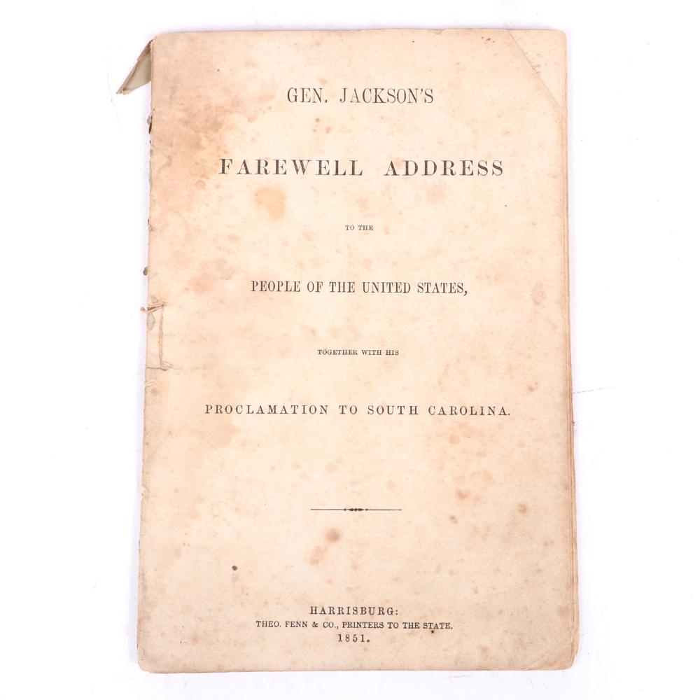 Appraisal: GEN ANDREW JACKSON'S FAREWELL ADDRESS TO THE PEOPLE OF THE