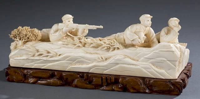 Appraisal: Chinese Cultural Revolution ivory figural scene A Chinese Cultural Revolution