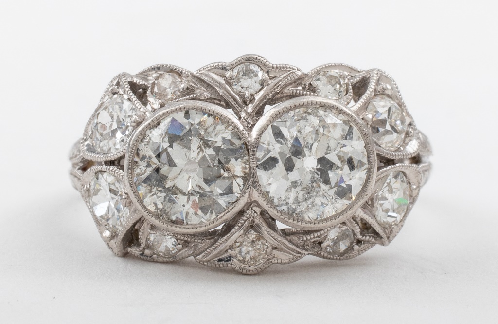 Appraisal: OLD EUROPEAN CUT PLATINUM DIAMOND RING C T W Antique