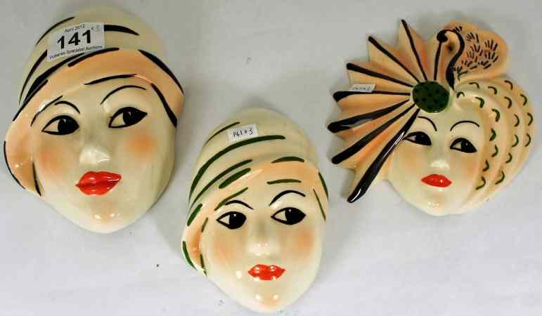 Appraisal: Crown Devon Art Deco Wall Masks x