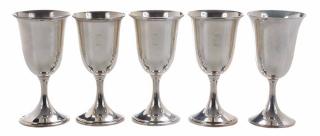 Appraisal: Nine Sterling Goblet typical form four with marks for S