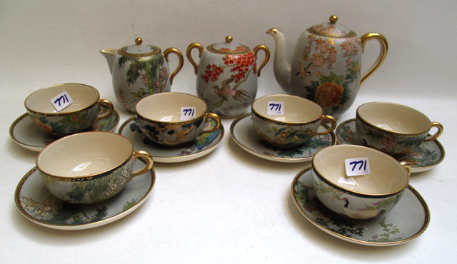 Appraisal: FIFTEEN PIECE JAPANESE SATSUMA TEA SERVICE consisting of tea pot