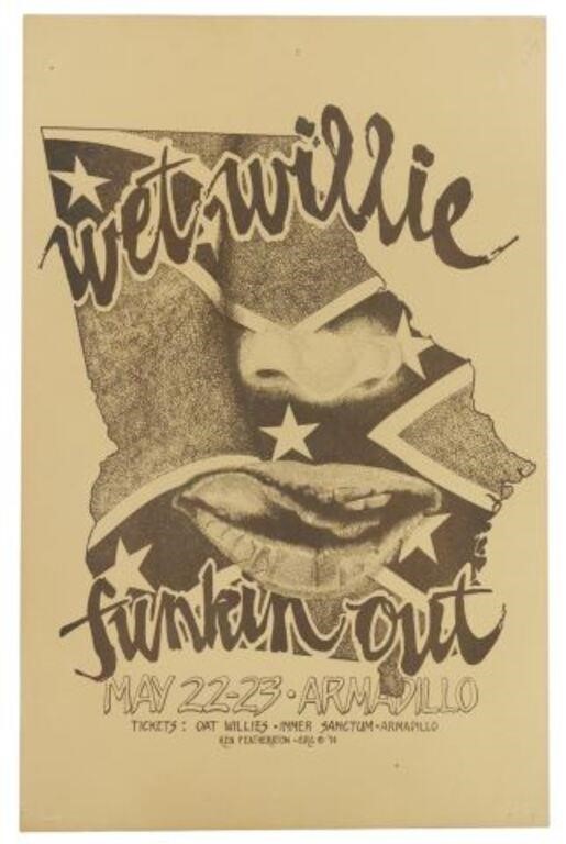 Appraisal: Armadillo World Headquarters Wet Willie concert poster Ken Featherston American