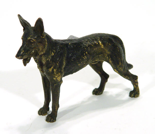 Appraisal: Large cold painted bronze German Shepherd dog cm high