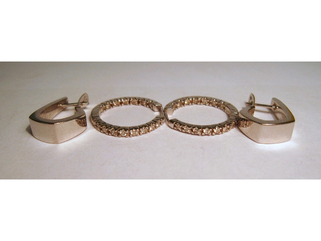 Appraisal: Lot comprising a pair of ct white gold hoop earrings