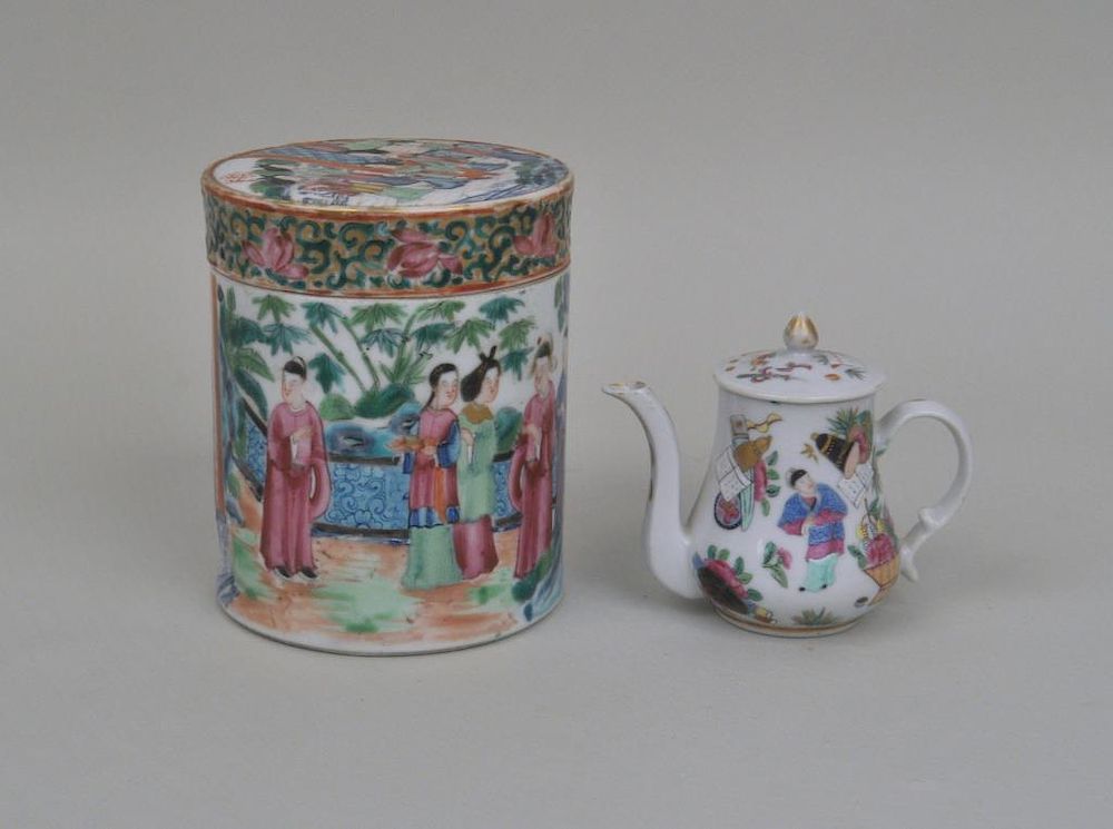 Appraisal: Chinese Porcelain Rose Mandarin Covered Jar Teapot comprising a covered