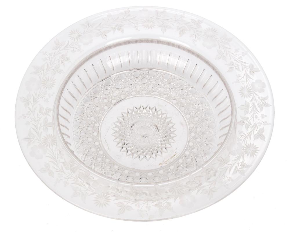 Appraisal: An American Brilliant cut and etched centerpiece bowl Late th