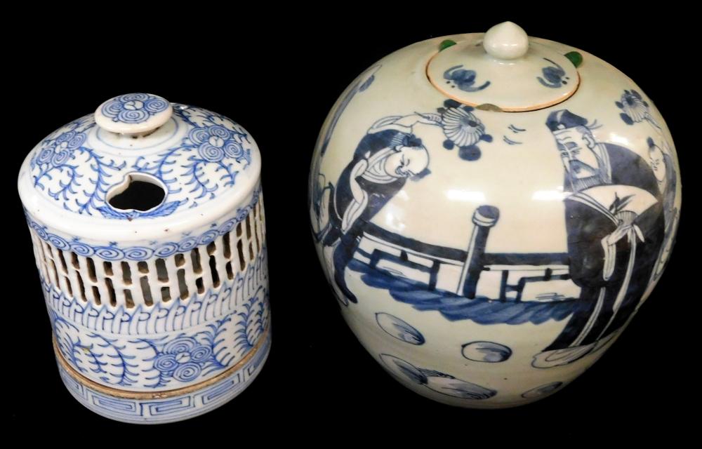 Appraisal: ASIAN Chinese porcelain th th C two pieces including blue